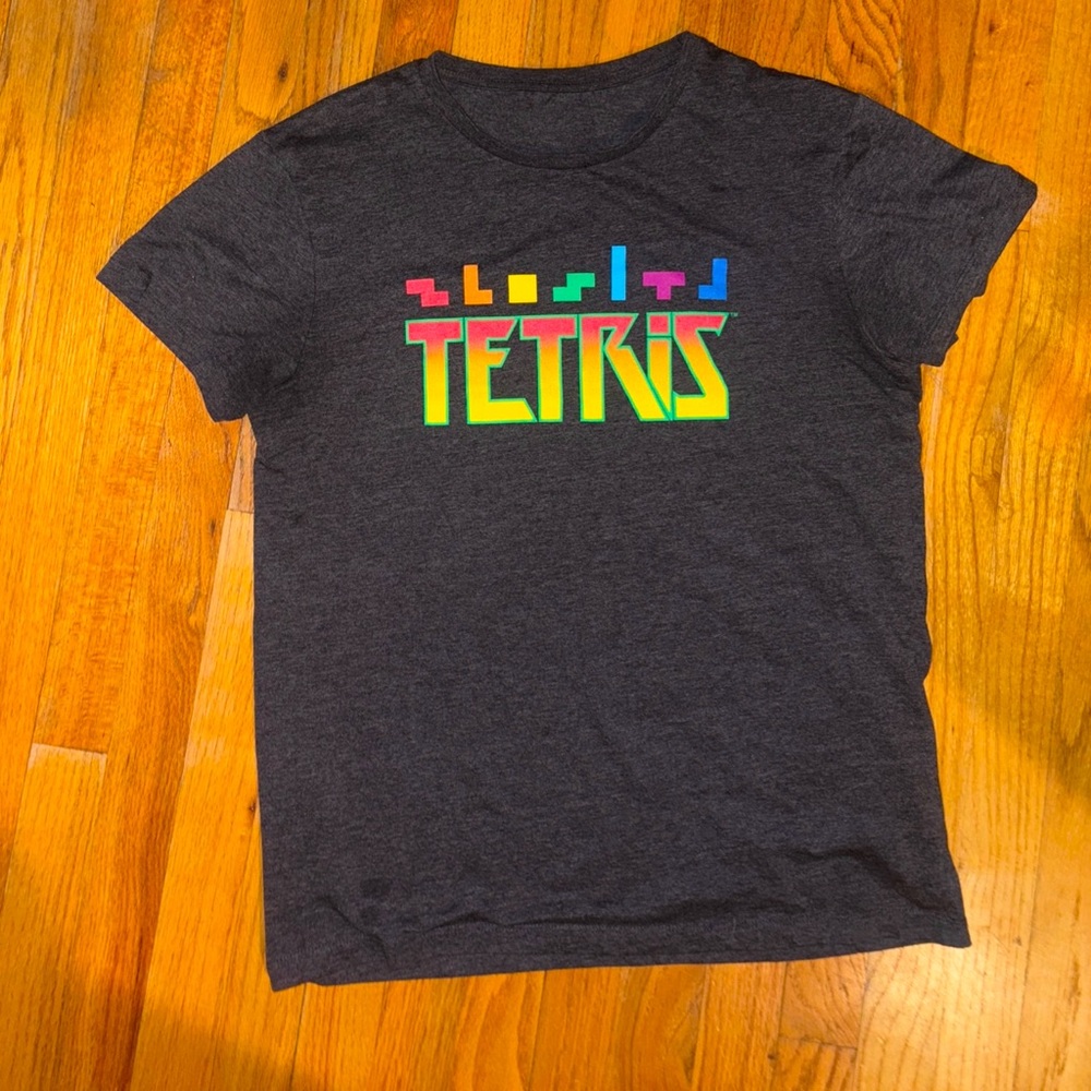 Gray Short Sleeve Tetris Graphic Tee
